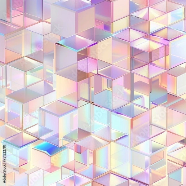 Fototapeta Geometric holographic cubes in a mesmerizing pattern