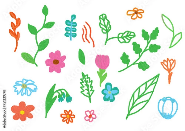 Fototapeta Watercolor Floral Sets. Hand drawn abstract florals, leaves and twigs on transparent backgrounds