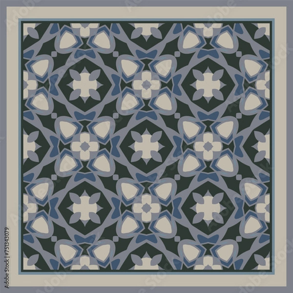 Fototapeta Creative trendy color abstract geometric pattern in gray blue white, vector seamless, can be used for printing onto fabric, interior, design, textile