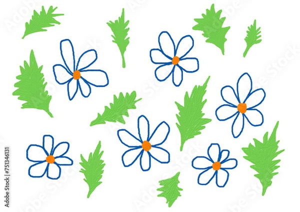 Fototapeta Watercolor Floral Sets. Hand drawn abstract florals and leaves on transparent backgrounds