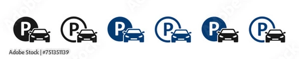 Fototapeta Parking car icon set. Parking automobile signs isolated. Map parking pointer. Simple badge auto symbol. Graphic zone parking illustration in vector
