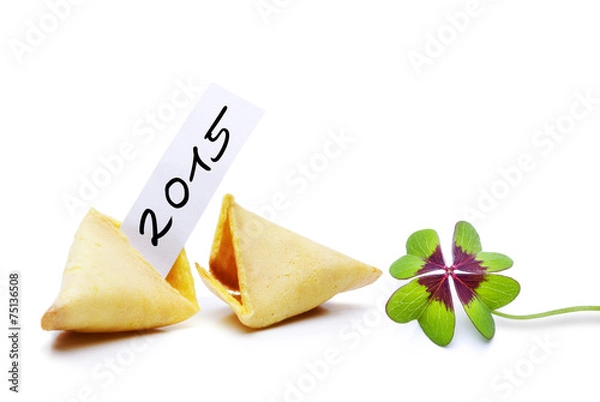 Fototapeta Glückskeks 2015 mit Kleeblatt