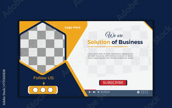 Fototapeta Vector modern digital Corporate YouTube video thumbnail and social media post web banner template