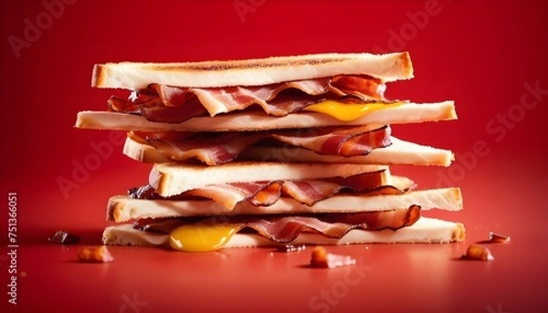 Obraz Crispy bacon slices sandwich