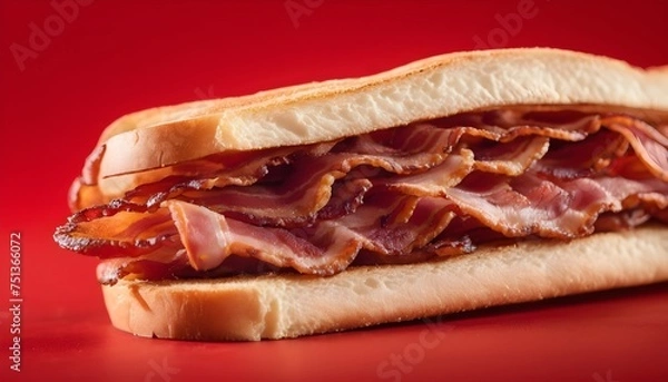 Fototapeta Crispy bacon slices sandwich