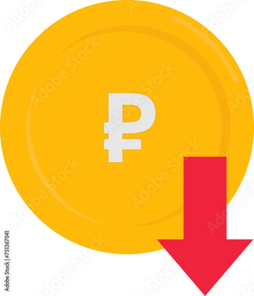 Fototapeta Russian Ruble Currency Decrease