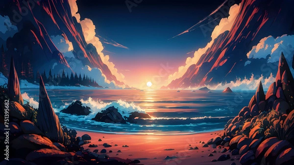 Obraz sunset in the mountains