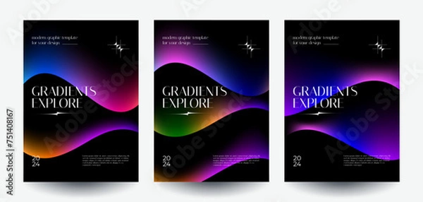 Fototapeta Modern abstract covers set. Retro gradient shapes composition. Futuristic design. Eps10 vector.