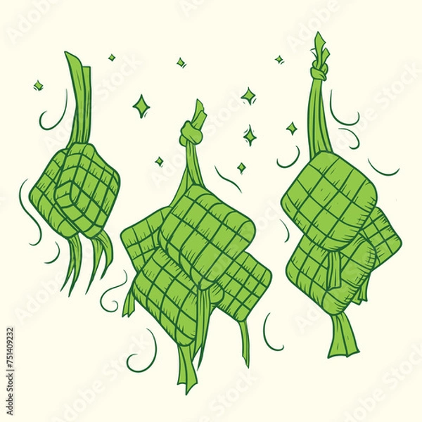 Obraz hand drawing ketupat lebaran vector
