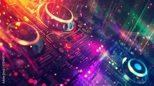 Obraz エレクトロニック・ミュージック（音楽機材）の抽象的なイメージ