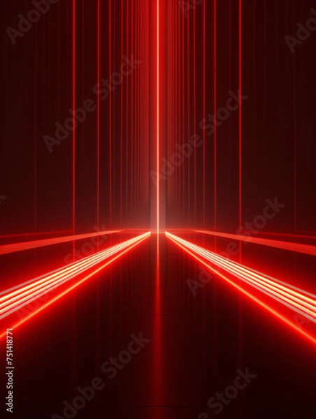 Obraz Red lighting cool geometric stage abstract background
