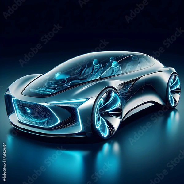 Obraz car light on black background