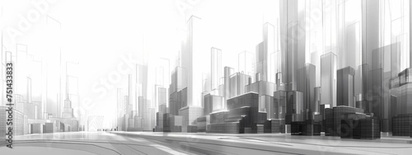 Fototapeta Echoes of Modernity: Sketching the Urban Future