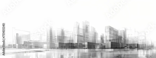 Fototapeta Echoes of Modernity: Sketching the Urban Future