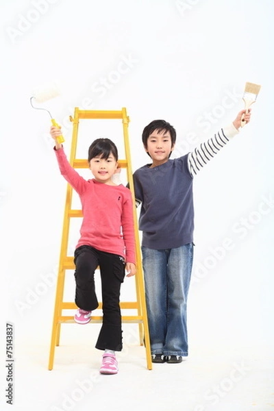 Obraz 스튜디오 안의 아시안 어린이