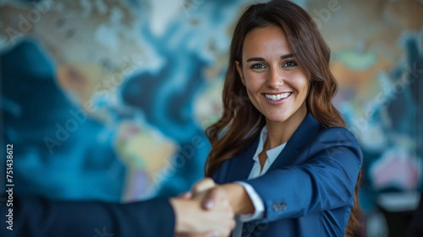 Obraz Assured businesswoman working with foreign partners to ensure success on a global scale