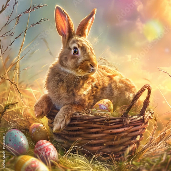 Fototapeta Hase in Osterkorb