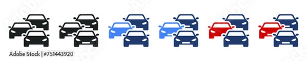 Fototapeta Car traffic jam vector icon. Cars convoy isolated vector silhouette. Automobile queue modern icons. Symbol jam traffic transport in vector design style