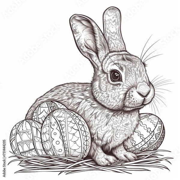 Fototapeta Osterhase Zeichenvorlage Vorlage ausmalen