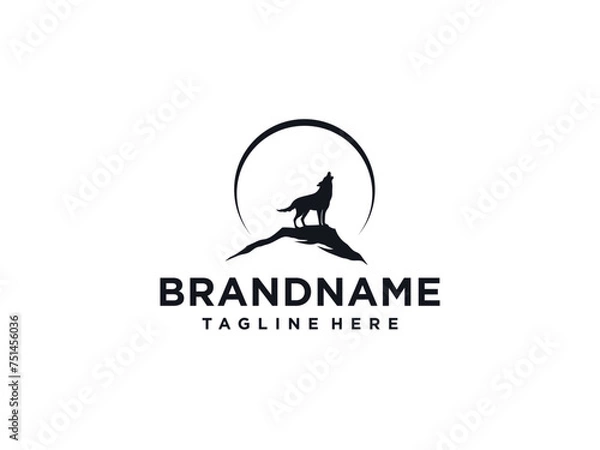 Fototapeta Simple Wolf logo design illustration. wolf logo vector design