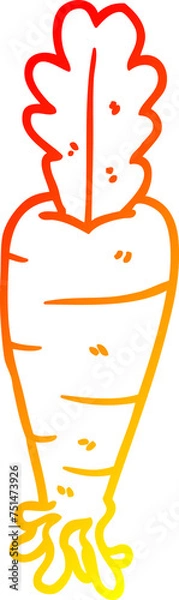 Fototapeta warm gradient line drawing cartoon carrot