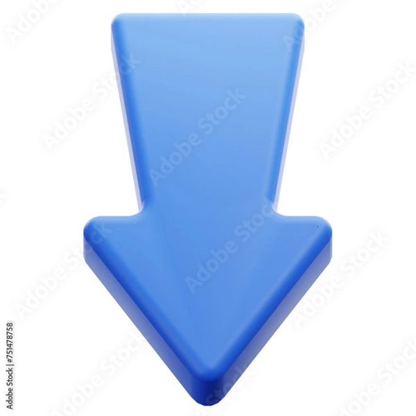 Obraz blue down arrow 3d illustration