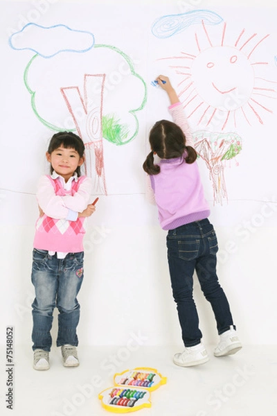 Obraz 스튜디오 안의 아시안 어린이들