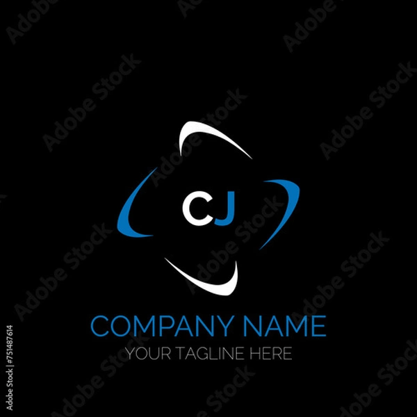 Fototapeta CJ letter logo creative design. CJ unique design. CJ creative initials letter logo concept. CJ letter logo design on black background.
