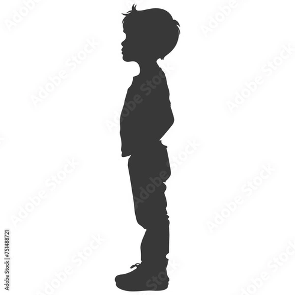 Obraz Silhouette caucasian boy black color only
