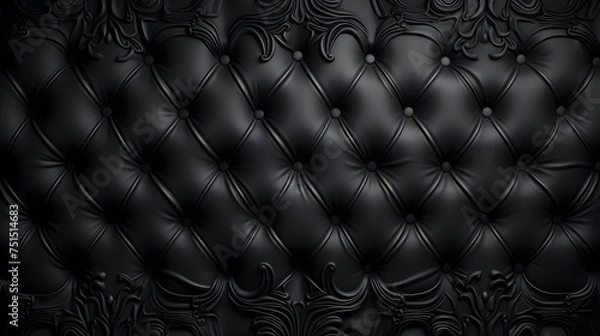 Fototapeta texture capitonné noir, généré par IA