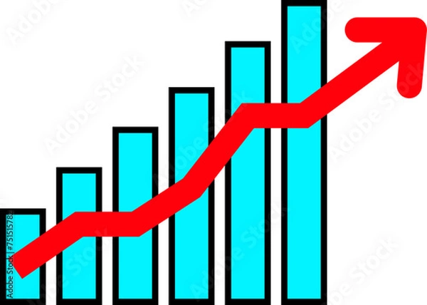 Fototapeta Rising, Arrow, Graph, Up, Icon, Stock