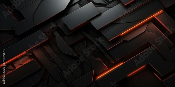 Obraz Dark color Scifi design external panels abstract. Wide format.