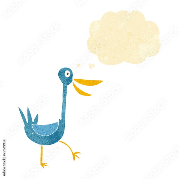 Fototapeta funny cartoon duck with thought bubble