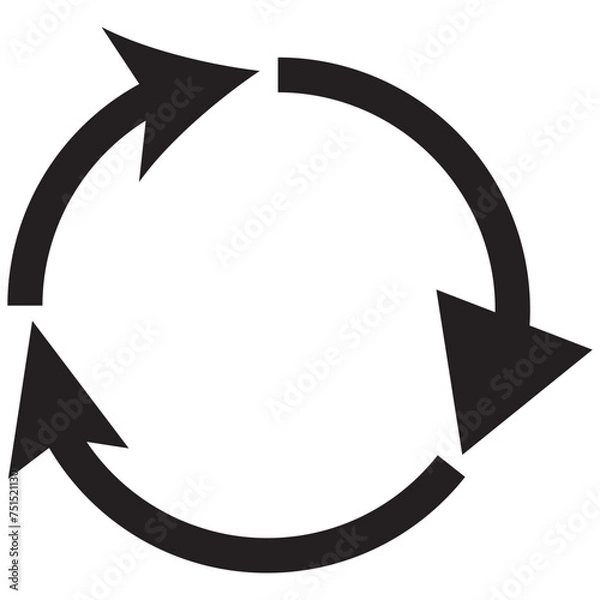 Obraz 4 arrow pictogram refresh reload rotation loop sign set. Volume 02. Simple black icon on white background. Modern mono solid plain flat minimal style. Vector illustration web design elements 8