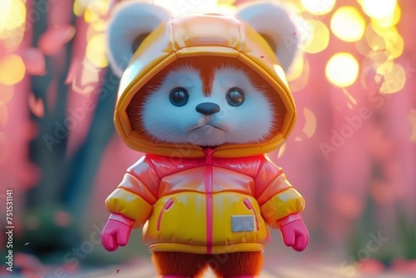 Fototapeta Reflective Adventure: Red Panda Character in Studio Setting. Created with Generative AI