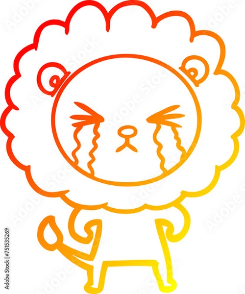Obraz warm gradient line drawing cartoon crying lion