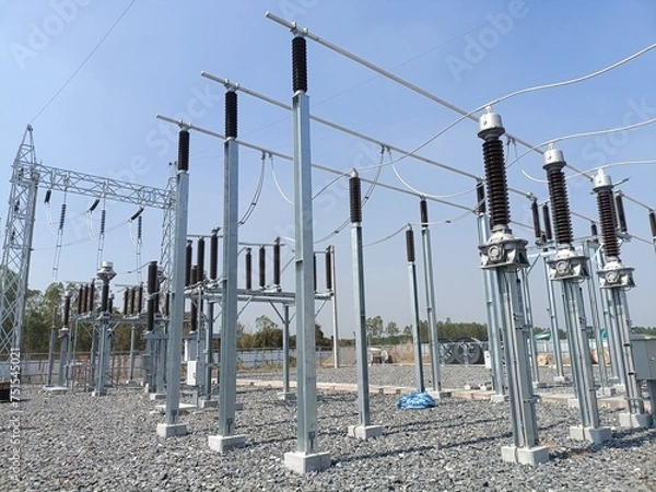Obraz High voltage wire circuit pole