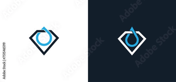 Fototapeta Diamond Drop Logo Concept icon sign symbol Element Design. Water, Aqua, Mineral Oil, Droplet Logotype. Vector illustration template