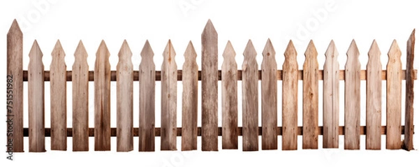 Obraz A wooden fence with a lot of cracks and splinters Isolated on transparent background, PNG