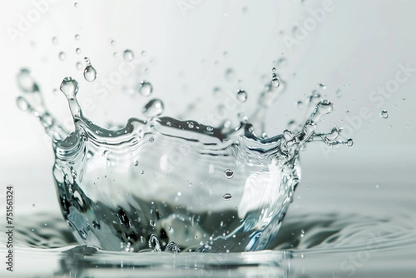 Fototapeta Water splash in spherical form. Spherical water splash on white background.