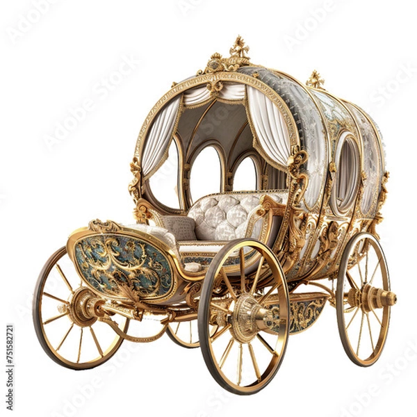 Fototapeta Royal Carriage, transparent background, isolated image, generative AI