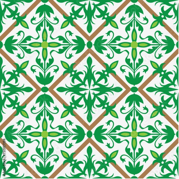 Fototapeta seamless pattern with green leaves