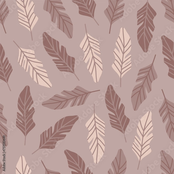 Obraz Monochrome beige feathers pattern