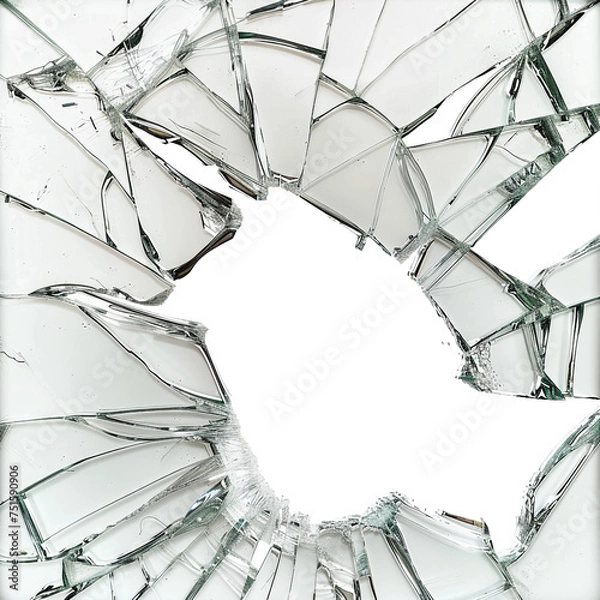Fototapeta Shattered mirror, transparent background, isolated image, generative AI