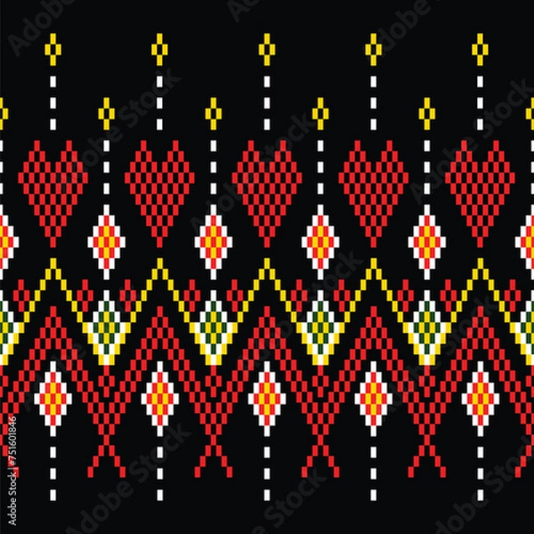 Obraz Ethnic heart seamless illustration pattern design