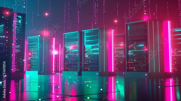 Obraz abstract lights background PC servers 