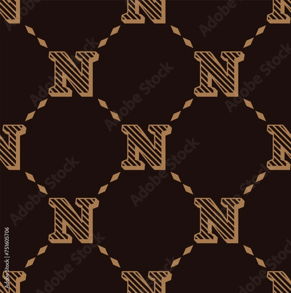 Obraz N Monogram pattern repeat illustration vector desogn