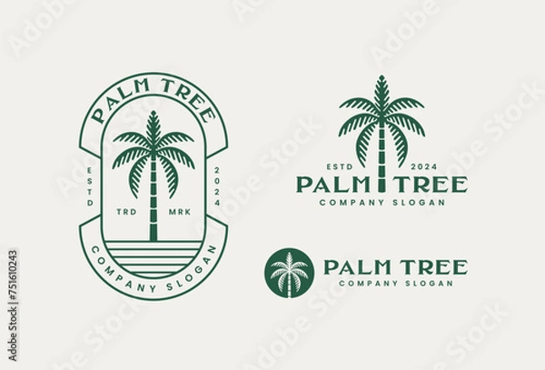 Obraz Palm tree vintage logo design template 