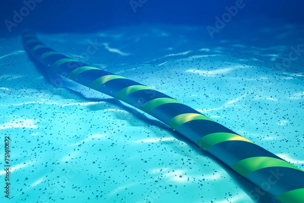 Fototapeta Subsea internet communication cable on the seabed. 3d rendering