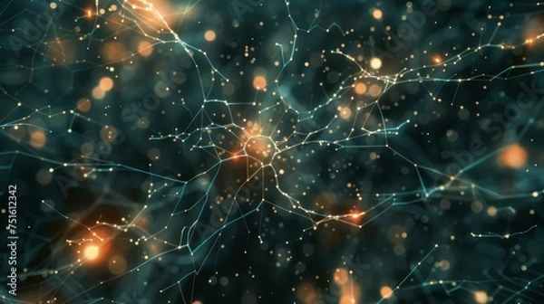 Fototapeta Abstract ai learning concept: technology background illustrating interconnected nodes and pathways